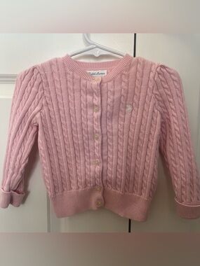 Ralph Lauren Light Pink Cotton Mini Cable Cardigan - 18 Months 🎀